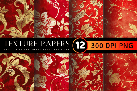 Download Red and Gold Luxury Floral Texture Digit - Texture Collection