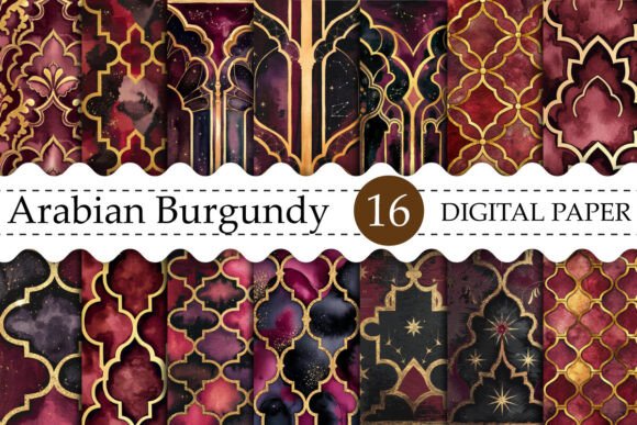 Download Arabian Burgundy Digital Paper - Burgundy digital paper Collection