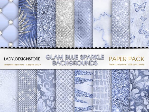 Download Silver and Blue Glam Digital Paper - Blue glam digital paper Collection
