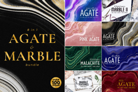 Download Agate, Marble and Gold Textures Bundle - Texture Collection